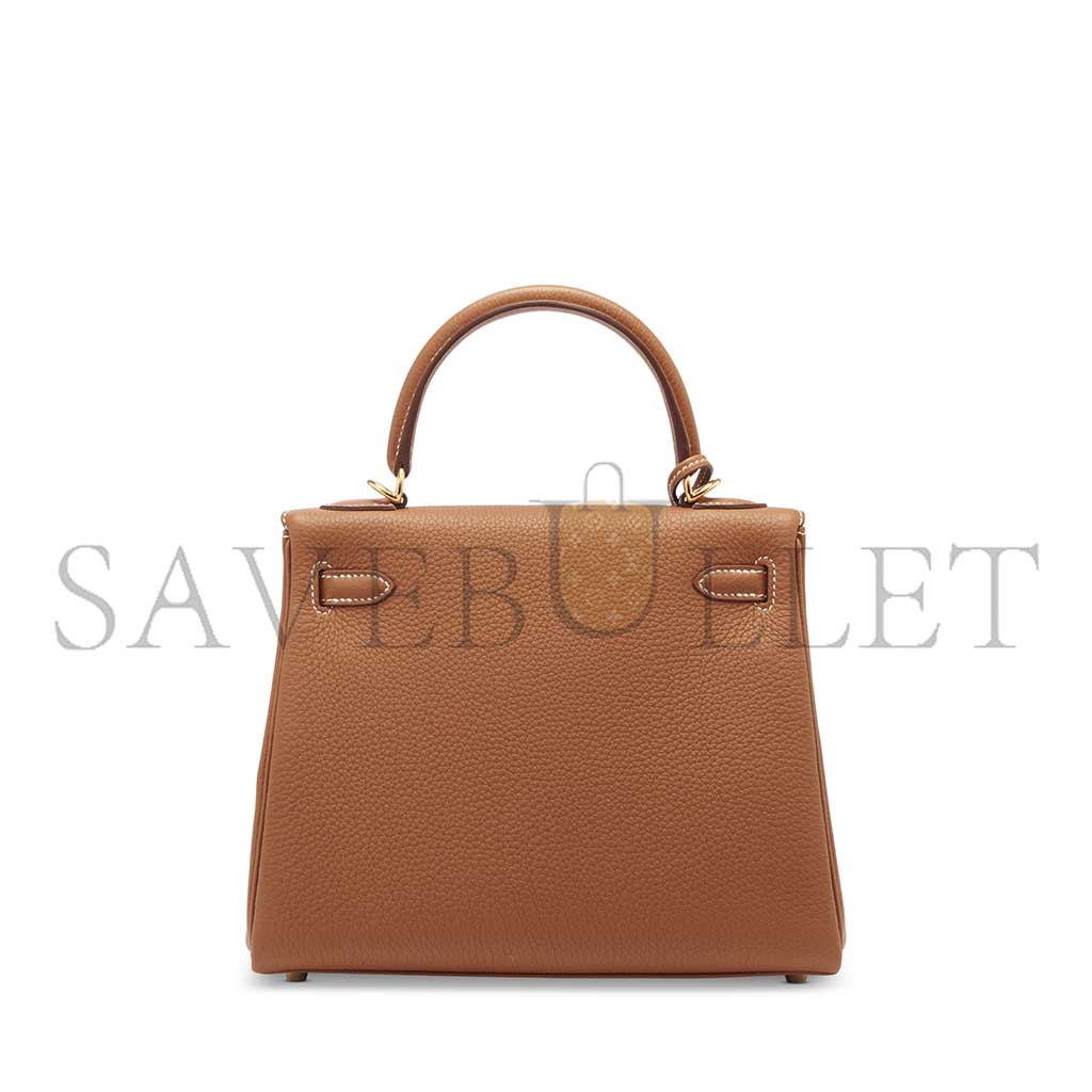 HERMÈS A GOLD TOGO LEATHER RETOURNÉ KELLY 25 WITH GOLD HARDWARE (25*17*7cm) 